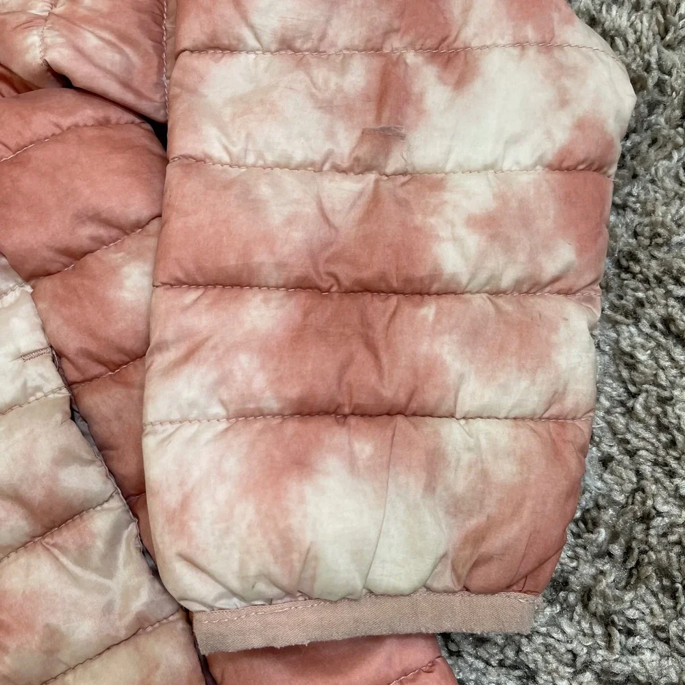 Gap Kids Puffer Jacket S Hooded Tie Dye Pink White‎ Primaloft Water Resistant